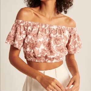 Abercrombie Pink Floral Off The Shoulder Crop Top Blouse